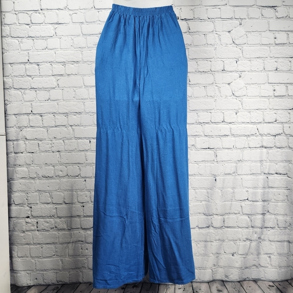 Sienna Sky Size L Blue Wide-Leg Pants - Picture 2 of 5